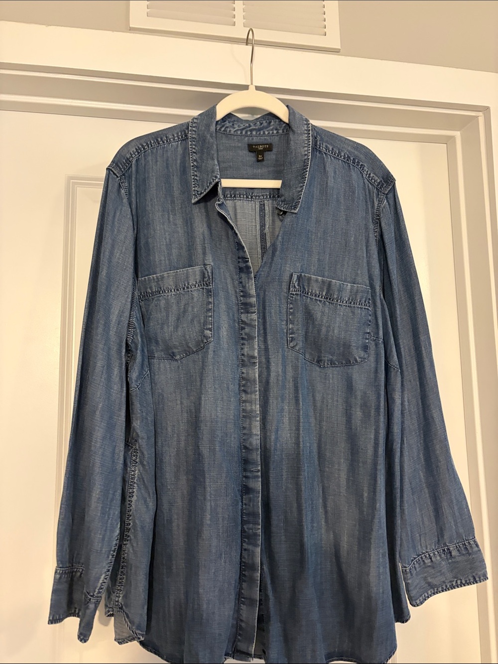 Talbots Blue Denim Like Button-Up Shirt